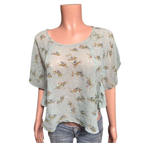 Pulp floral printed light weight poncho polyester top M - Picture 2 of 5